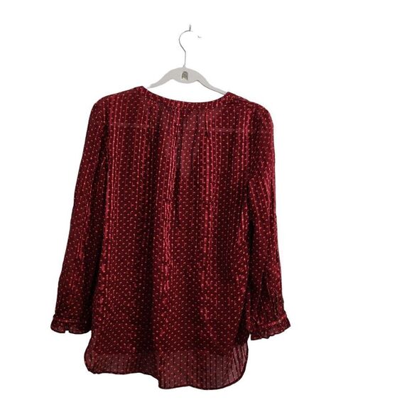 Marc By Marc Jacobs Blouse 4 Red Minetta Print Silk Top Merlot Multi Semi Sheer - Picture 9 of 11